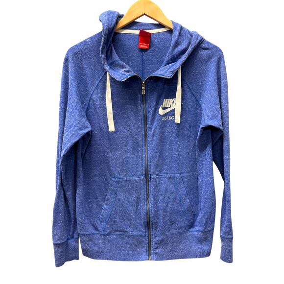 Nike Hoodie Womens Medium Blue Marled Full Zip Activewear + Pockets - Picture 1 of 9